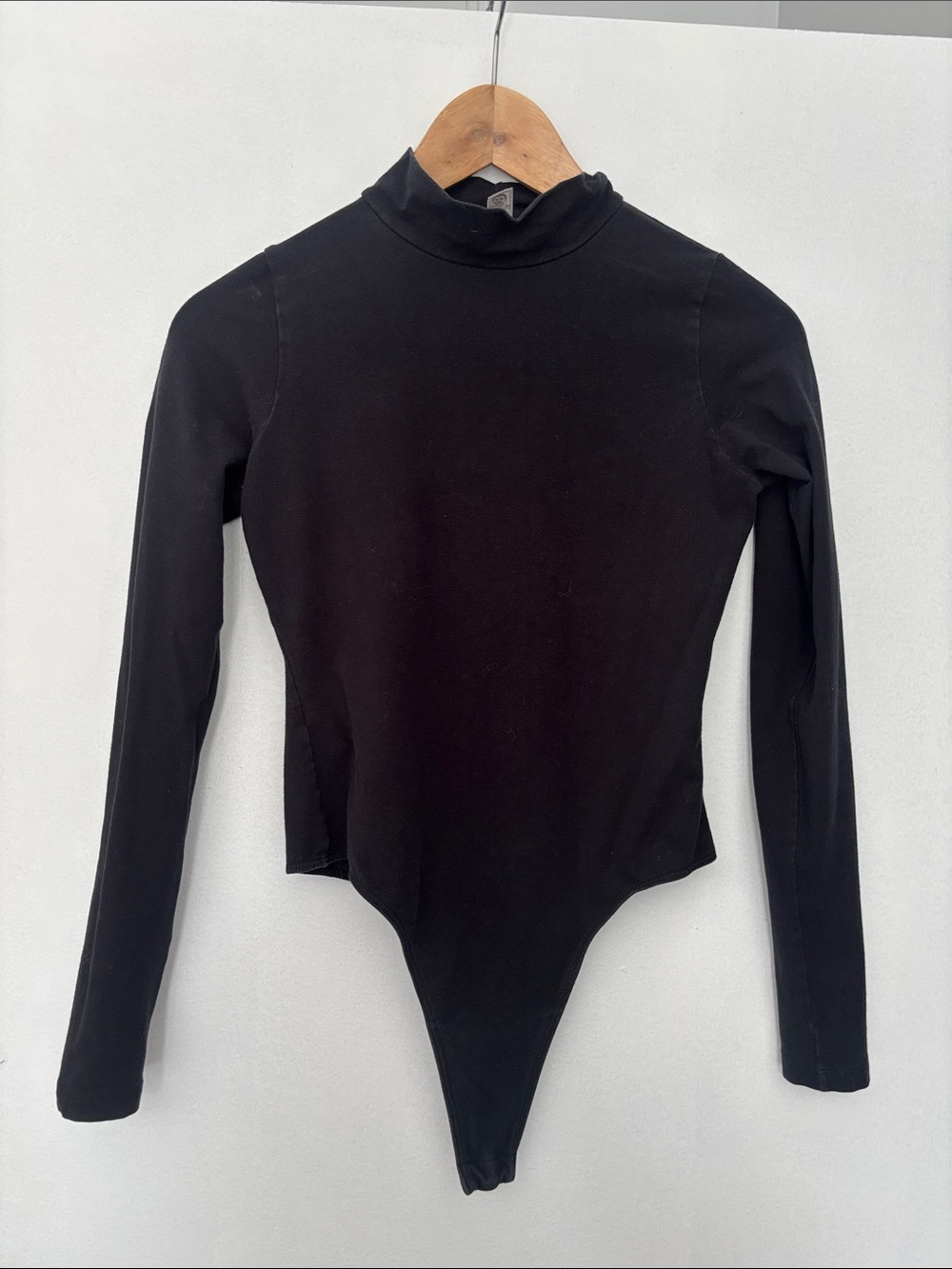 Los Angeles Apparel Black Long-Sleeve Mock Neck Bodysuit